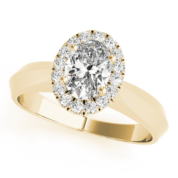 18K Yellow Gold Oval Diamond Engagement Ring with Halo