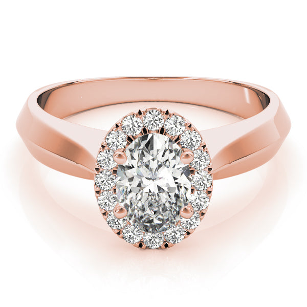 18K Rose Gold Oval Diamond Halo Engagement Ring
