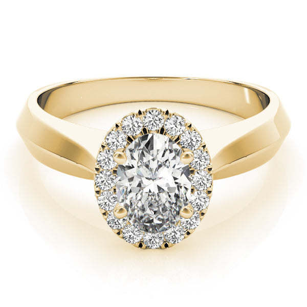 18K Yellow Gold Oval Diamond Engagement Ring with Halo