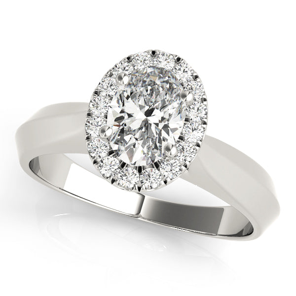 Platinum Oval Diamond Halo Engagement Ring 0.5 ctw
