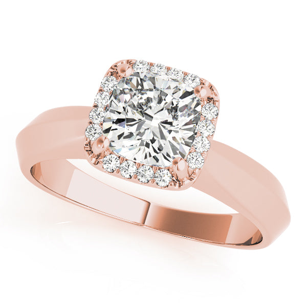 18K Rose Gold Cushion Diamond Halo Ring