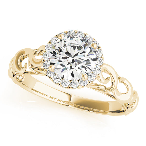 18K Yellow Gold 1 CT Diamond Halo Engagement Ring