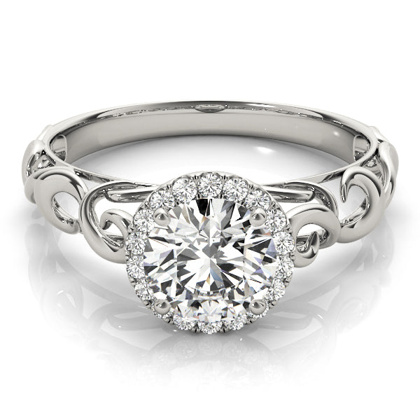Platinum 1 CT Diamond Halo Engagement Ring