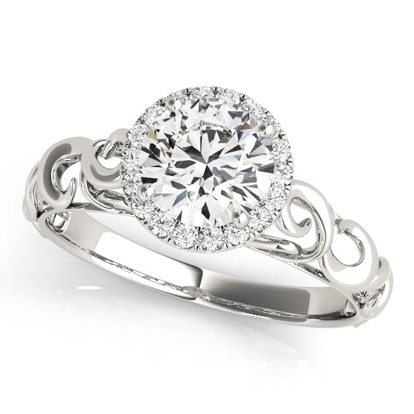 14K White Gold 1 CT Diamond Halo Engagement Ring