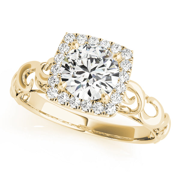 18K Yellow Gold 1 CT Diamond Halo Engagement Ring