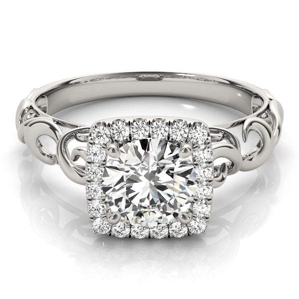 14K White Gold 1 ct Diamond Halo Engagement Ring