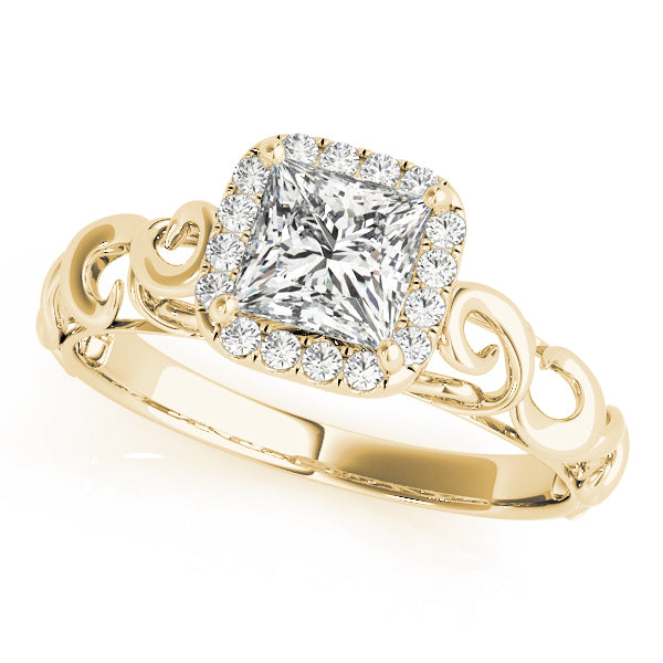 18K Yellow Gold 1/3 CT Diamond Halo Engagement Ring