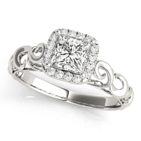 18K White Gold 1/3 CT Diamond Halo Engagement Ring