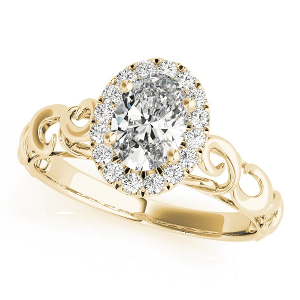 18K Yellow Gold 1/3 ct tw Halo Diamond Engagement Ring