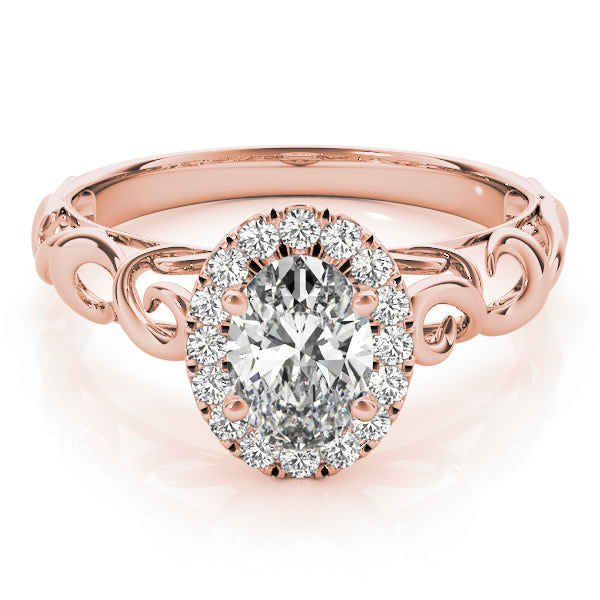 18K Rose Gold 1/3 ct tw Halo Diamond Engagement Ring
