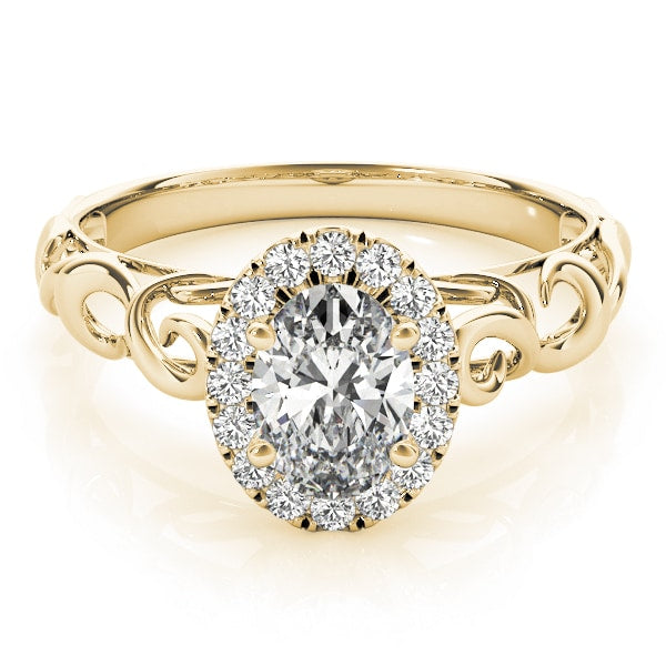18K Yellow Gold 1/3 ct tw Halo Diamond Engagement Ring