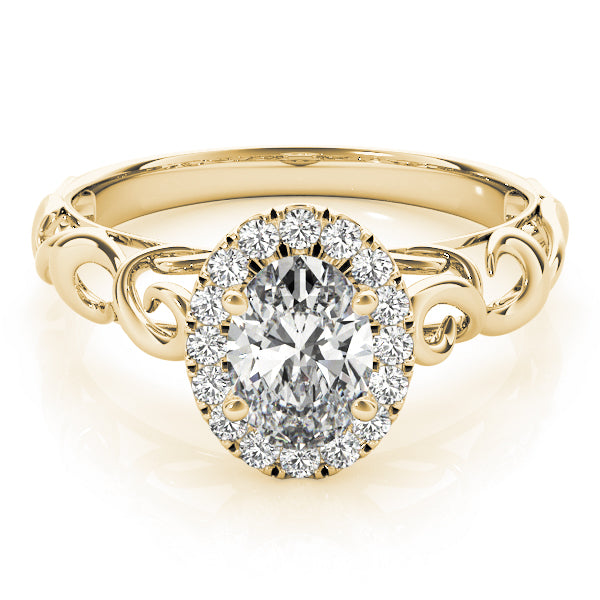 18K Yellow Gold Oval Diamond Engagement Ring with Halo