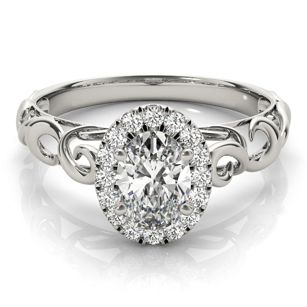 14K White Gold 1/3 ct Diamond Oval Halo Ring