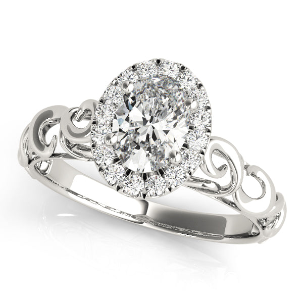 14K White Gold 1/3 ct Diamond Oval Halo Ring