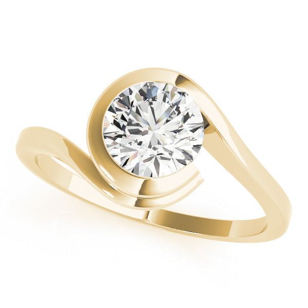 18K Yellow Gold 1/2 CT Round Diamond Engagement Ring