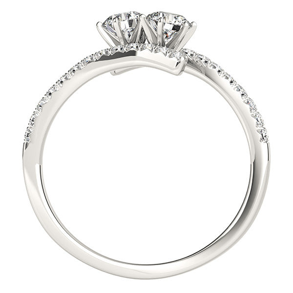 Platinum Multi-Diamond Two Stone Statement Ring