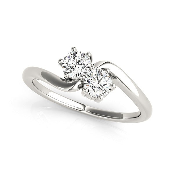 14K White Gold Lab Diamond Two Stone Ring