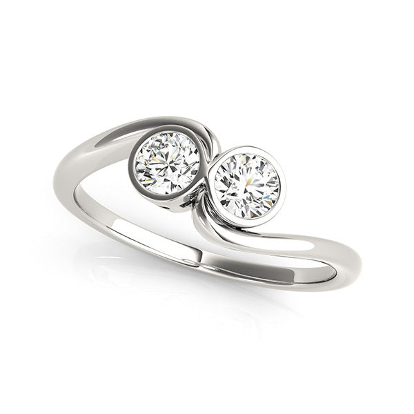 14K Gold Round Lab Diamond Two-Stone Ring