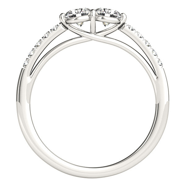 Platinum White Multi-Diamond Two Stone Ring