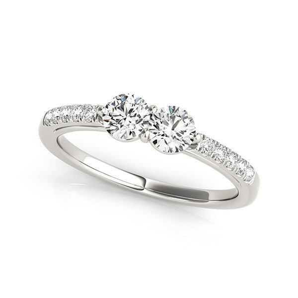 14K Gold Multi-Diamond Two Stone Ring