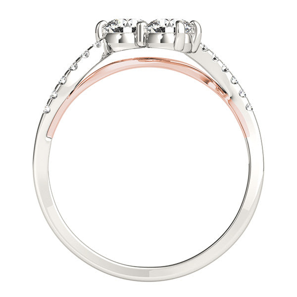 White Gold Multi-Diamond Two Stone Ring