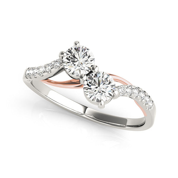 14K Multi-Diamond Two Stone Ring