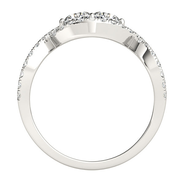 White Platinum Multi-Diamond Two Stone Ring