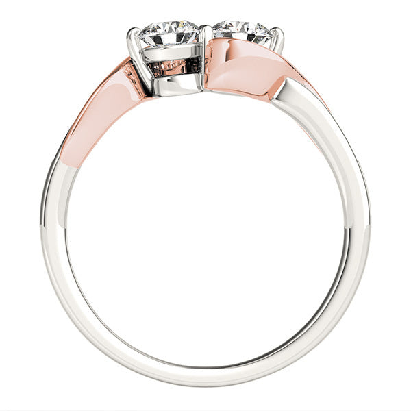 White Platinum Multi-Diamond Two-Stone Ring