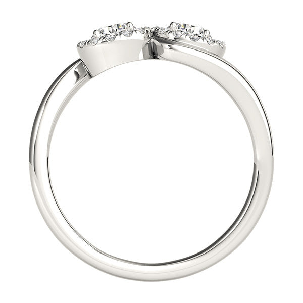 Multi-Diamond 14K White Gold Two Stone Ring