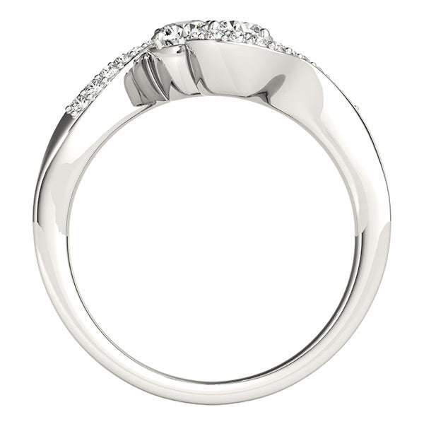White Gold Multi-Diamond Two Stone Fashion Ring