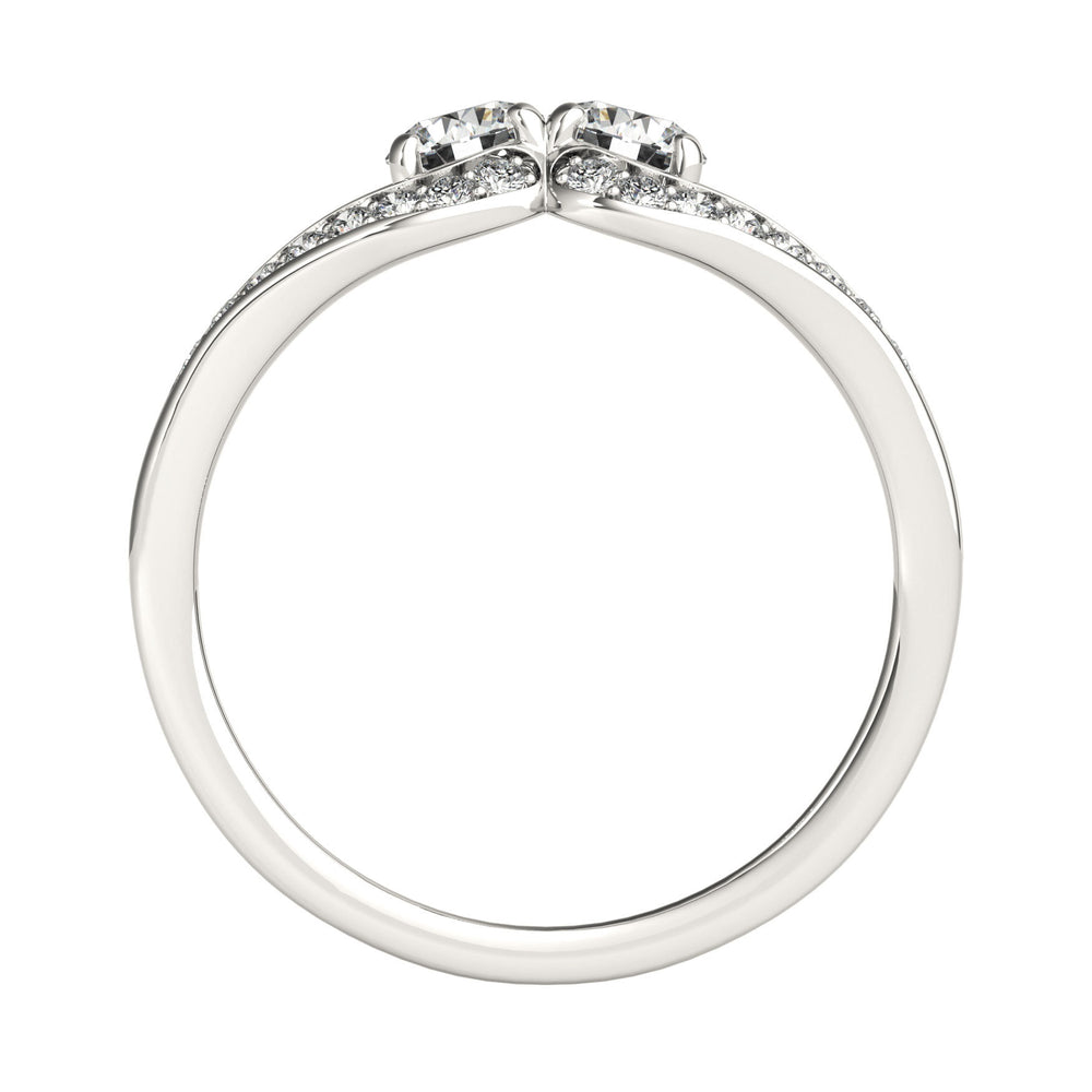 14K Multi-Diamond Two Stone Ring