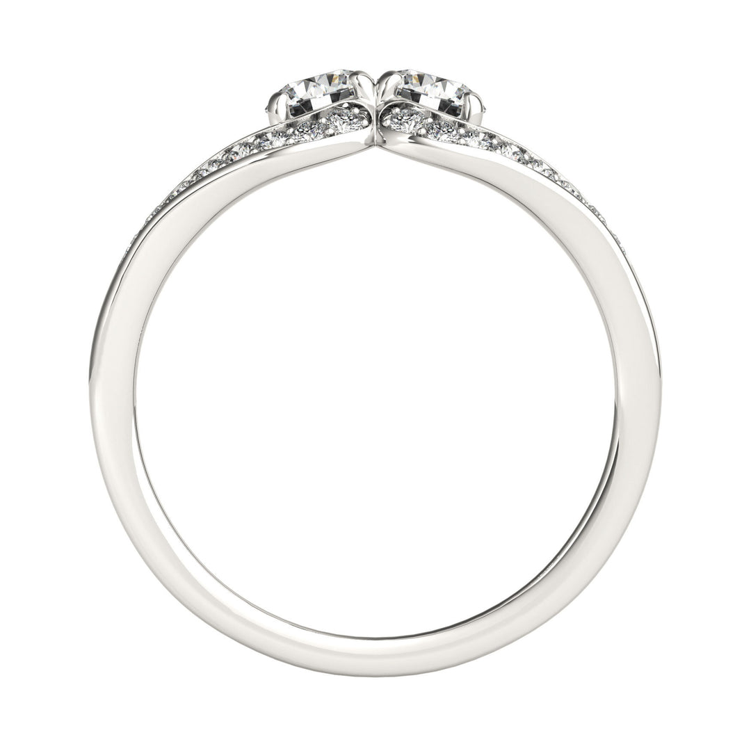 White Gold Multi-Diamond Two Stone Statement Ring