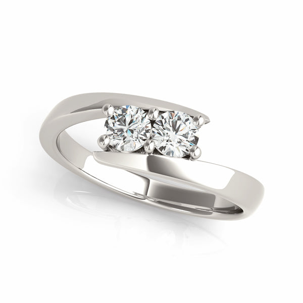 14K Gold Round Lab Diamond Two-Stone Ring