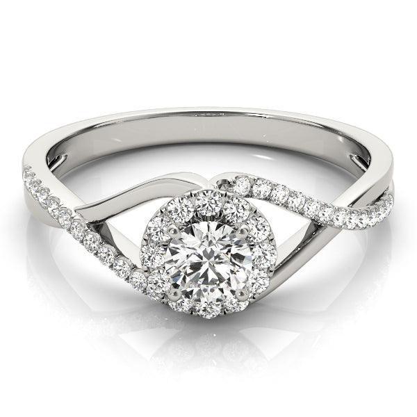 14K White Gold 1.25ctw Diamond Halo Engagement Ring
