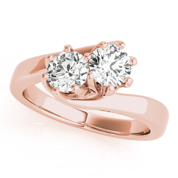 Rose Gold 1 CT Lab Diamond Two Stone Ring