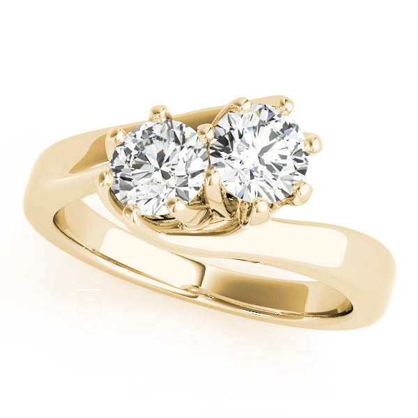14K Yellow Gold 1 CT Lab Diamond Two Stone Ring
