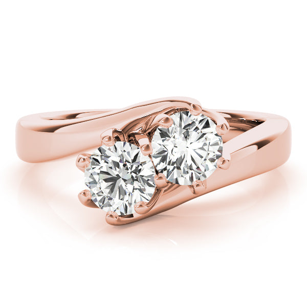 Rose Gold 1 CT Lab Diamond Two Stone Ring