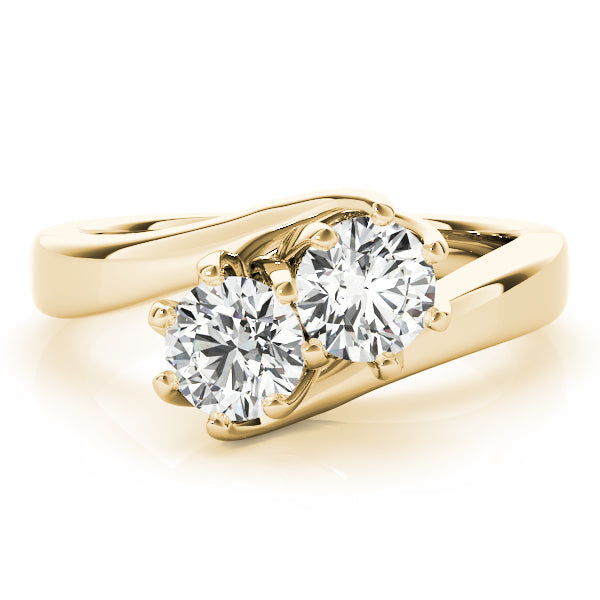 18K Yellow Gold Round Diamond Two Stone Ring