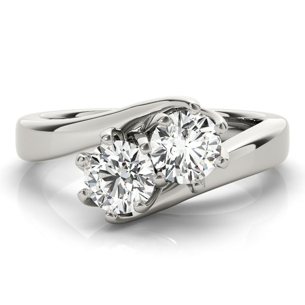 White Gold 1 CT Lab Diamond Two Stone Ring