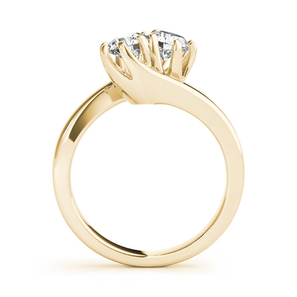 18K Yellow Gold Round Diamond Two Stone Ring