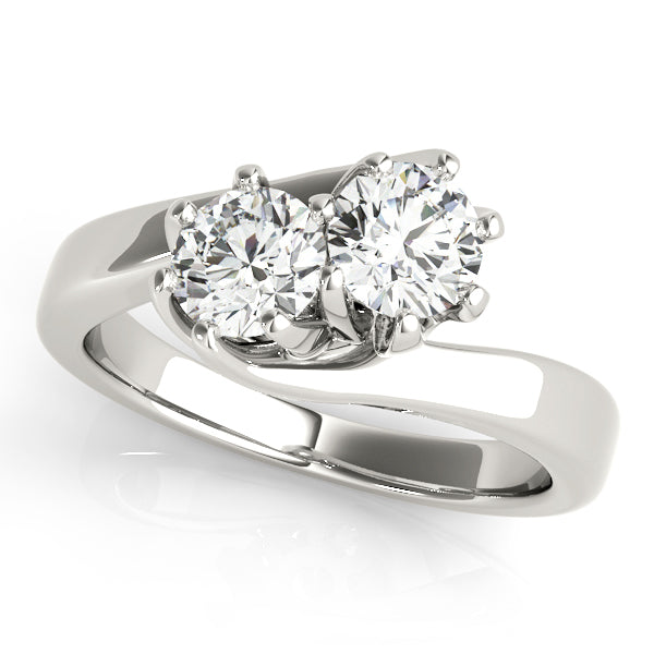 White Gold 1 CT Lab Diamond Two Stone Ring