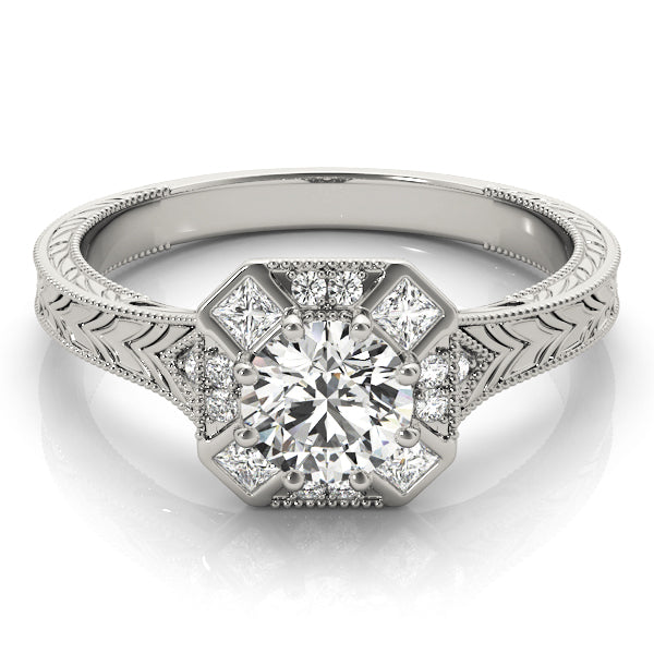 Platinum 1.04 ctw Round Diamond Halo Engagement Ring