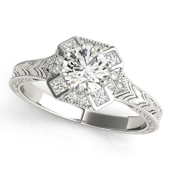 14K White Gold 1.25 ctw Diamond Halo Engagement Ring