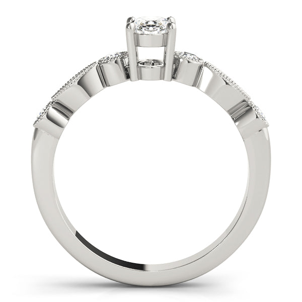White Gold Lab Diamond Oval Fashion Ring