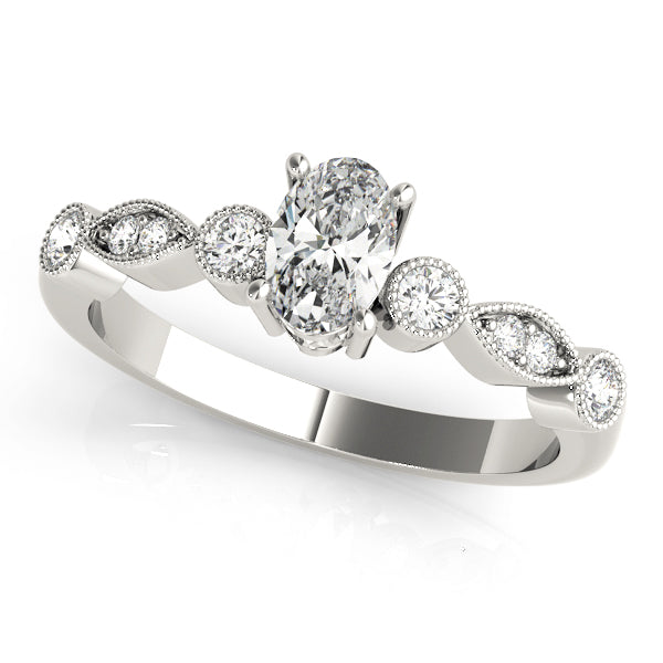Platinum White Diamond Oval Fashion Ring