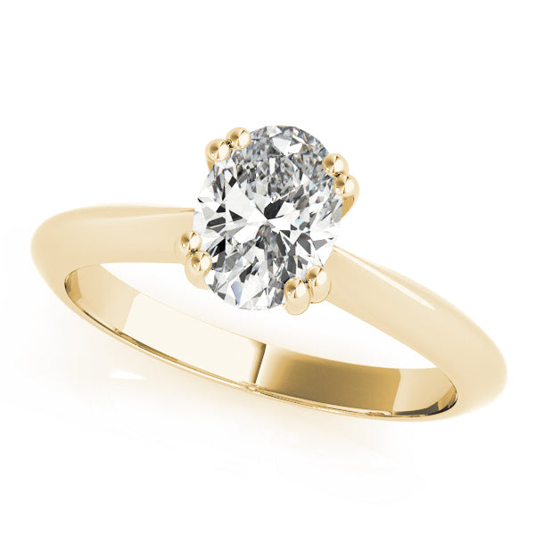 14K Yellow Gold Oval Diamond Solitaire Ring