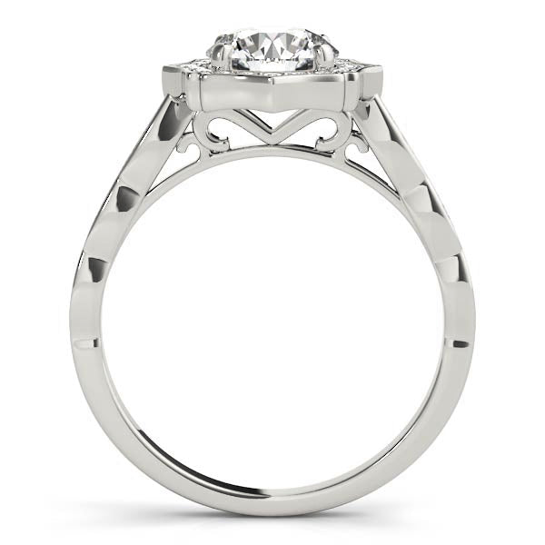 Platinum 1.10 ct Round Diamond Halo Engagement Ring