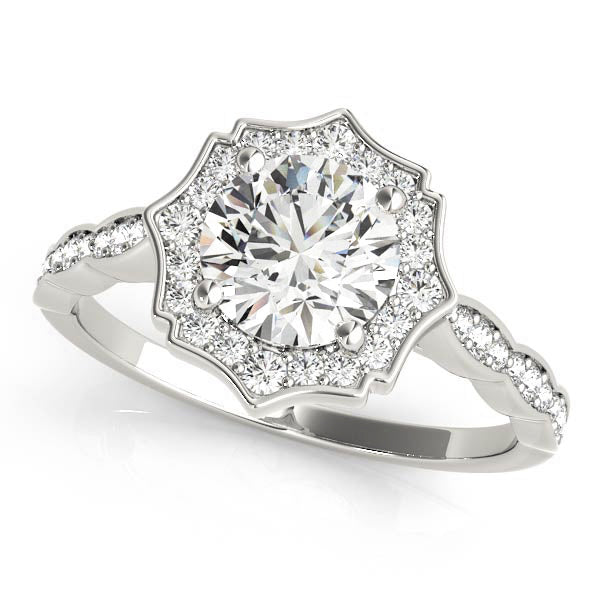 18K White Gold 1.25 ct Diamond Halo Engagement Ring
