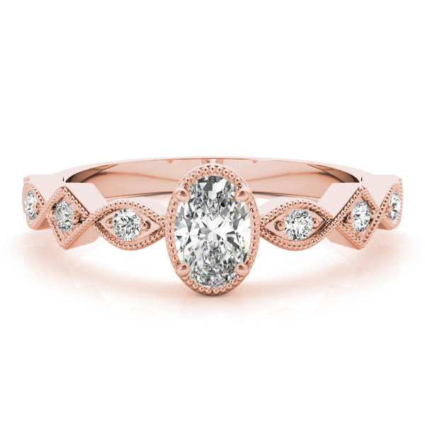 Rose Gold 1/2 CT Diamond Oval Engagement Ring
