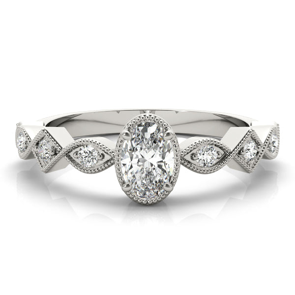 Platinum Oval Diamond Engagement Ring 1/2 CT